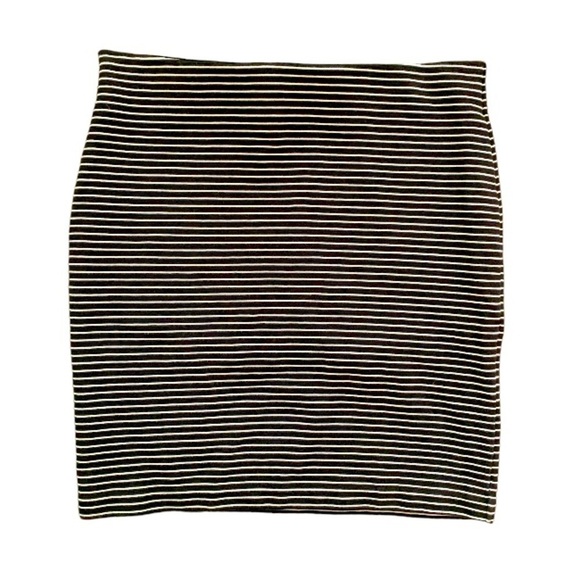 Loft Striped Stretchy Ribbed Knit Midi Skirt Size Medium - Picture 1 of 4